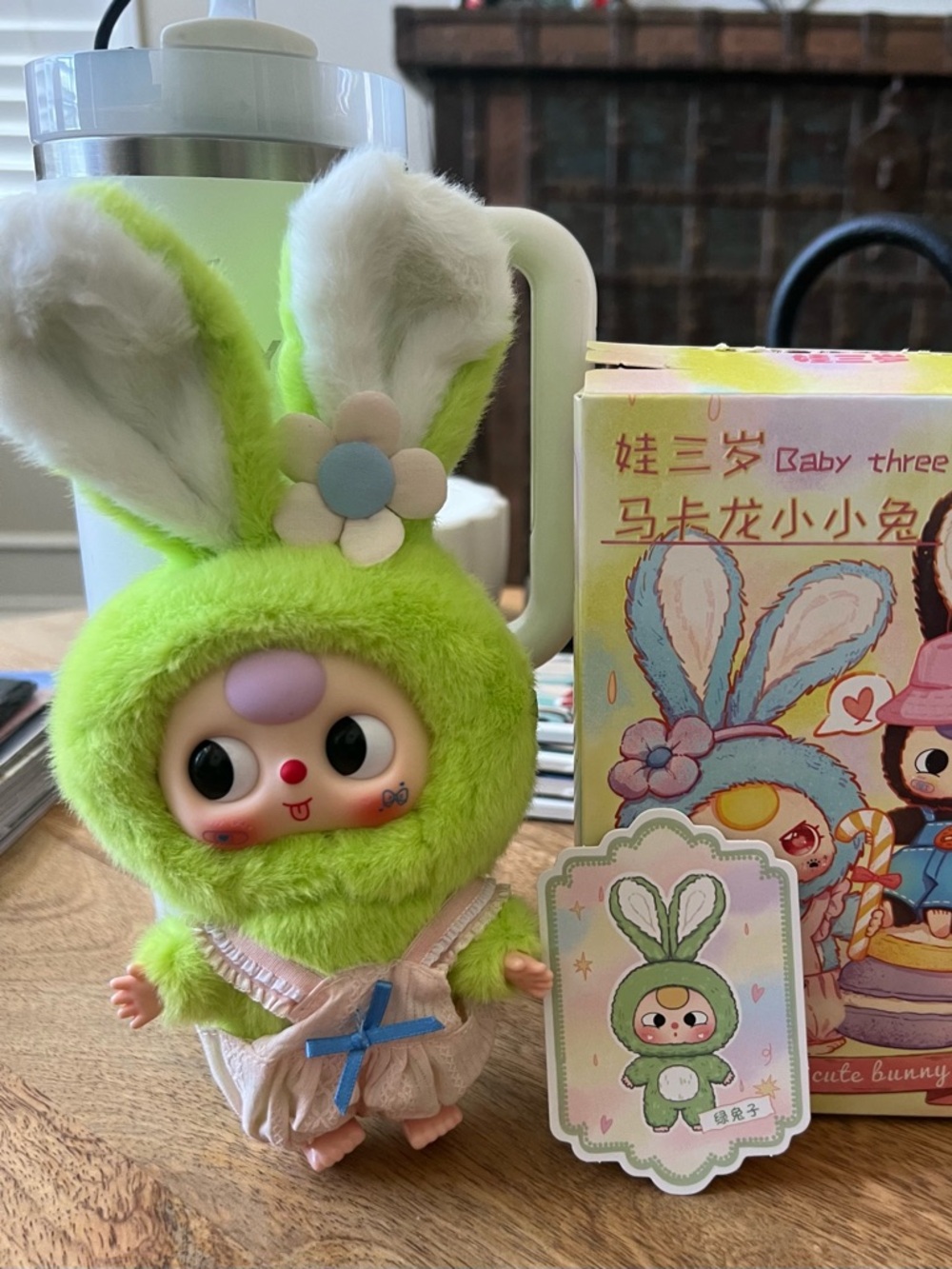 Baby Three Macaron Cute Green Bunny Plush Doll - Kids Toy